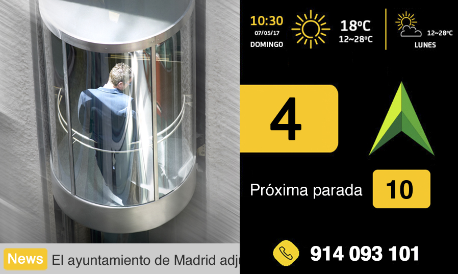 Informations fournies par l’écran digital d’un ascenseur